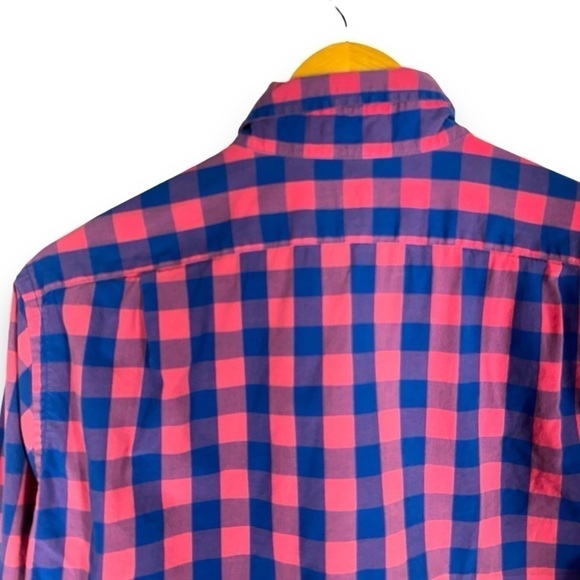 4 for $40 SALE!J Crew Factory Slim Button Down Shirt, Pink/Blue Gingham, Size M - Picture 8 of 11